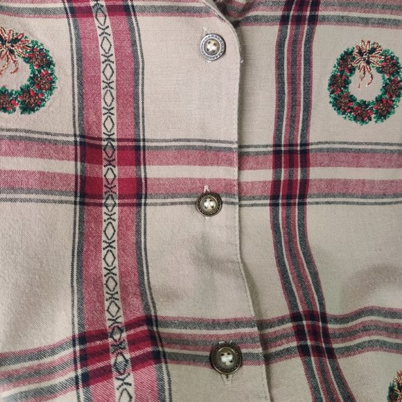 Karen Scott Plaid Button zip Christmas Wreath Western Large - Picture 4 of 7